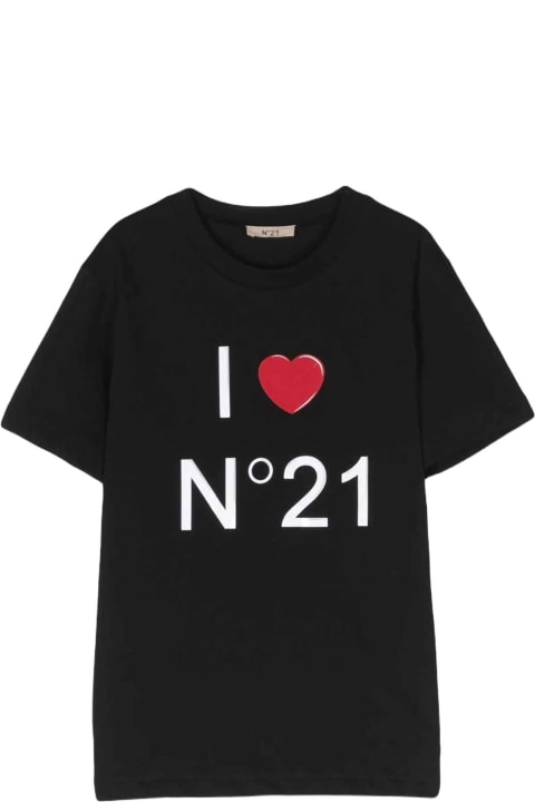 キッズ新着アイテム N.21 Black T-shirt Girl Nº21 Kids.