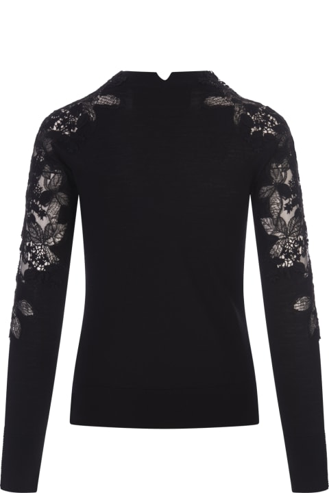 ウィメンズ新着アイテム Ermanno Scervino Black Sweater With Lace
