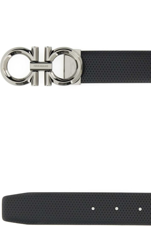 メンズ Ferragamoのベルト Ferragamo Black Leather Reversible Belt