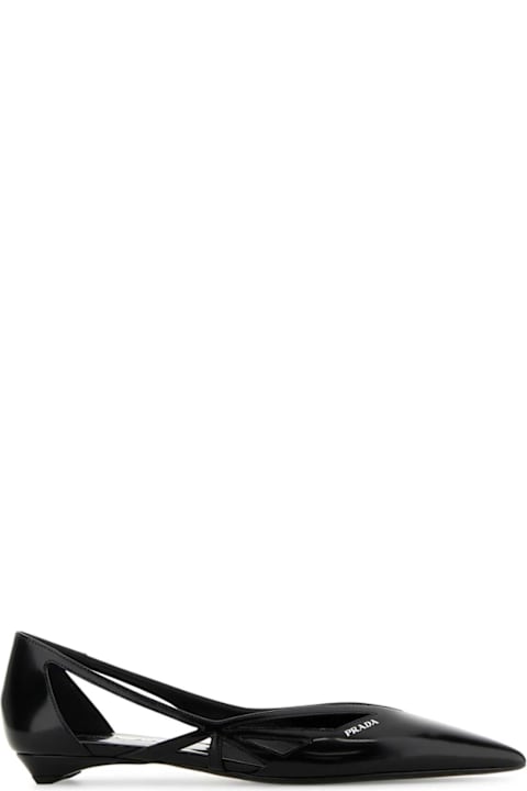 Prada Black Leather Ballerinas | italist
