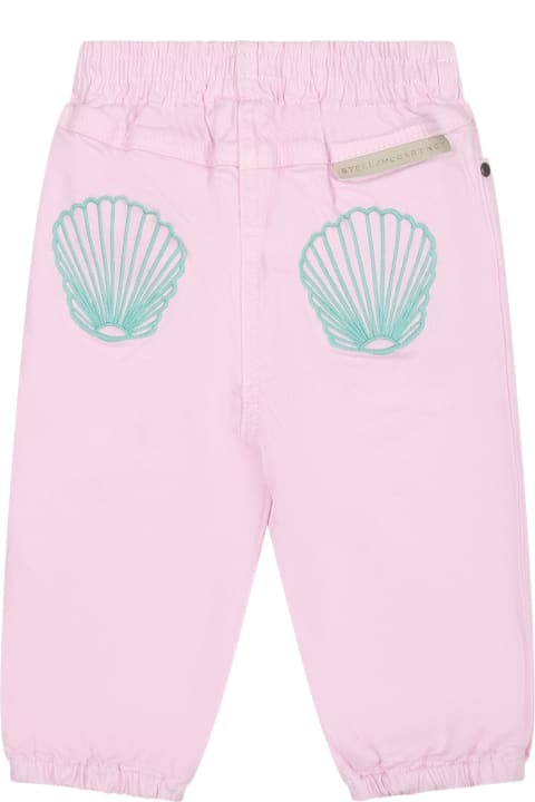 Bottoms for Baby Boys Stella McCartney Kids Pink Jeans For Baby Girl With Shells