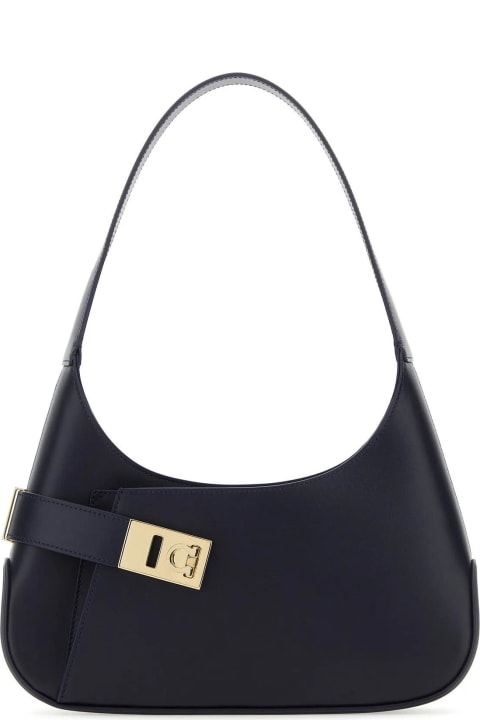 Shoulder Bags for Women Ferragamo Midnight Blue Leather Shoulder Bag