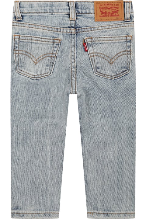 Light Blue Jeans For Baby Boy With Patch Logo