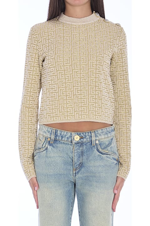 Balmain الملابس لـ السيدات Balmain Pb Labyrinth Monogram Top