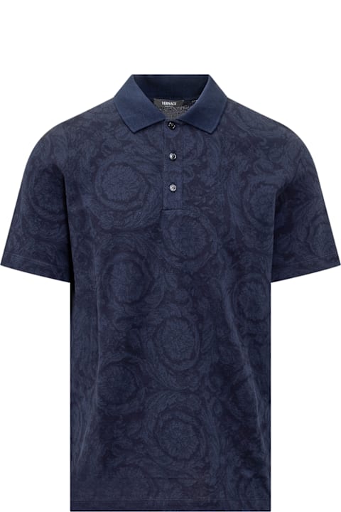 Versace Topwear for Men Versace Printed Piquet Polo Shirt