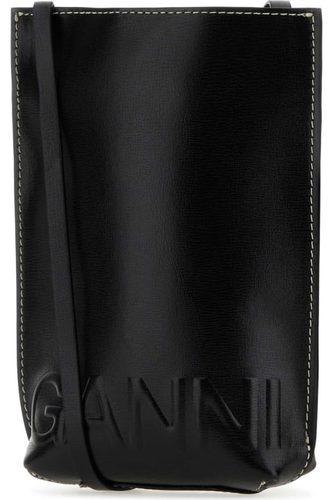 Ganni Shoulder Bags for Women Ganni Black Leather Crossbody Bag