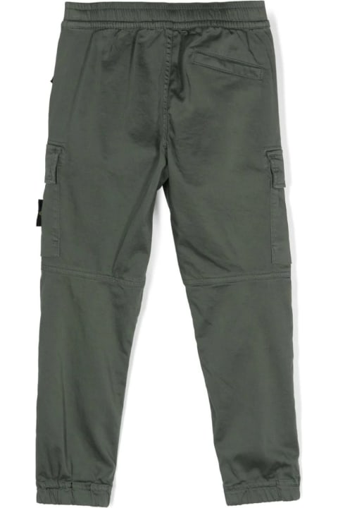 Fashion for Men Stone Island Junior Green Cotton And Silk Satin Cargo Trousers