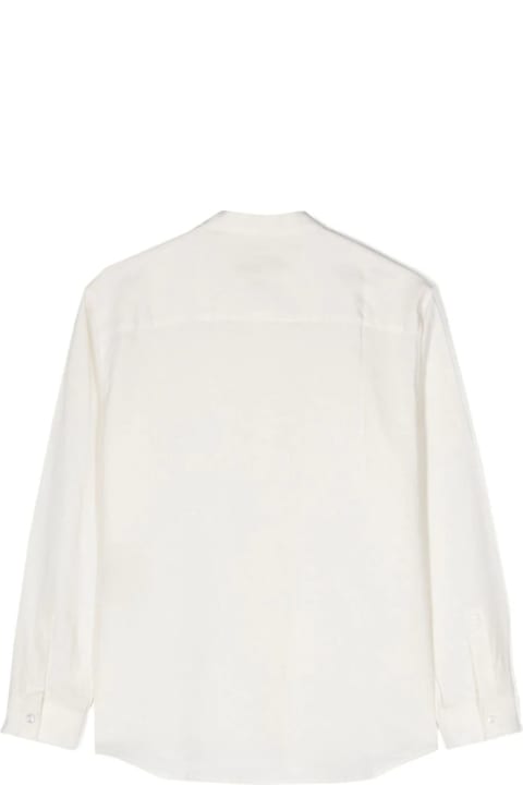 Dondup Shirts for Boys Dondup White Linen Blend Shirt With Mandarin Collar