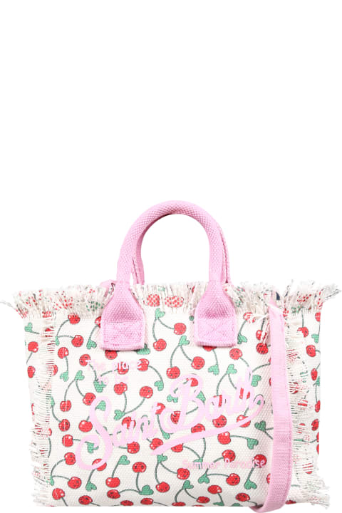 MC2 Saint Barth Accessories & Gifts for Girls MC2 Saint Barth White Bag For Girl With Cherry Print And Logo