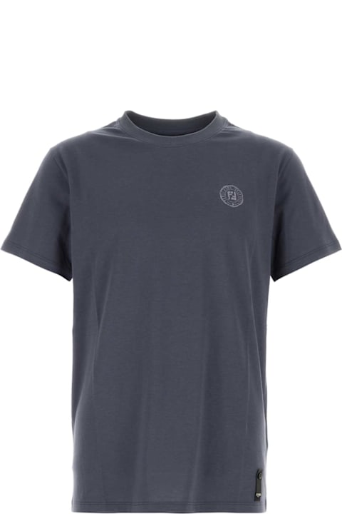 Fendi for Men Fendi Air Force Blue Cotton T-shirt