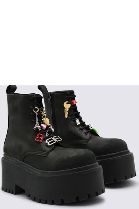 Balenciaga Black Leather Strike Boots