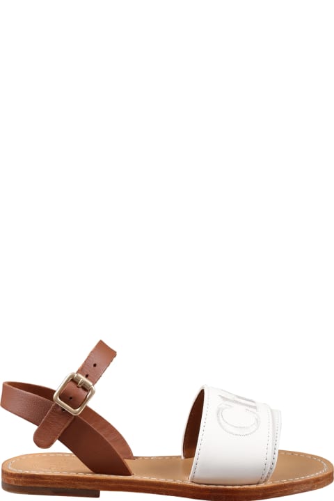 Shoes for Girls Chloé Ivory Sandals For Girl With Logo