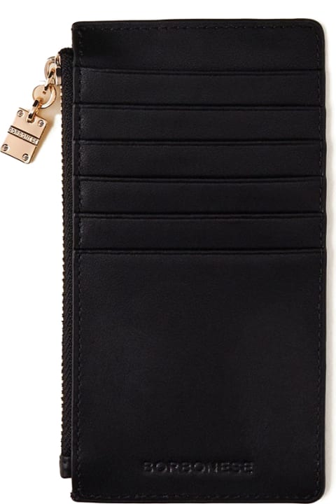 ウィメンズ Borboneseの財布 Borbonese Medium Black Leather Card Holder