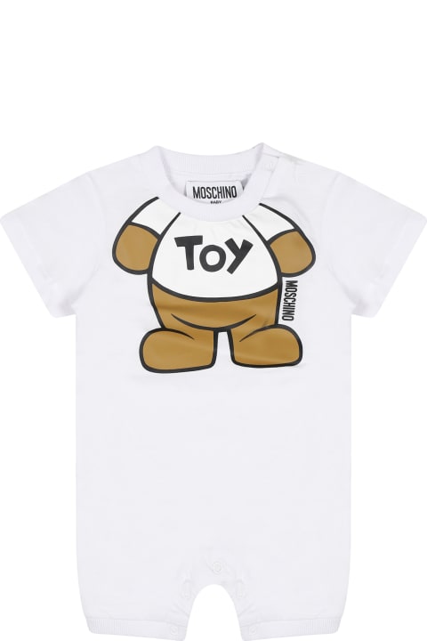 Moschino Bodysuits & Sets for Baby Boys Moschino White Romper For Baby Kids With Teddy Bear