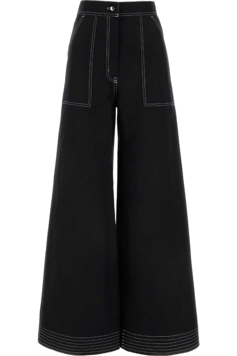 Max Mara Pants & Shorts for Women Max Mara Black Cotton Blend Oboli Wide-leg Pant