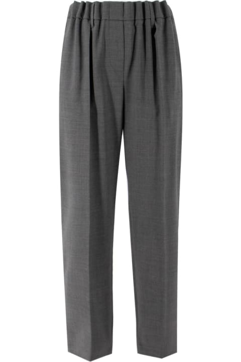 Brunello Cucinelli Pants & Shorts for Women Brunello Cucinelli Tropical Luxury Wool Cigarette Trousers