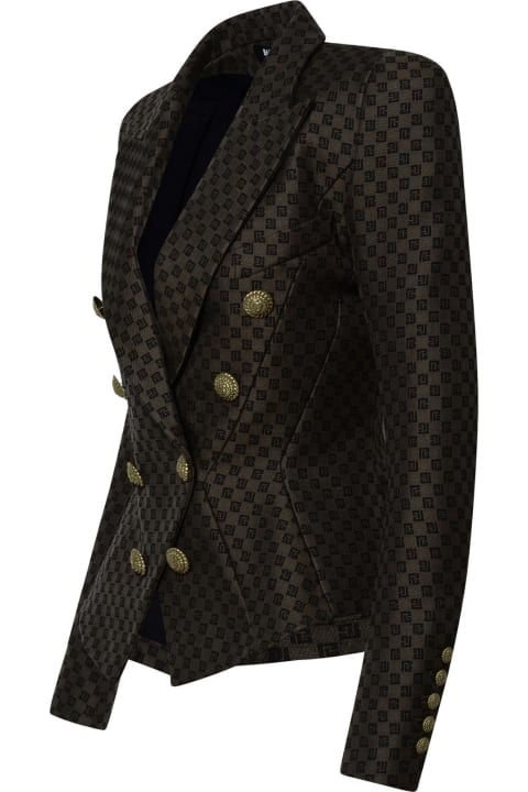 Balmain Coats & Jackets for Women Balmain Blazer In Brown Cotton Blend