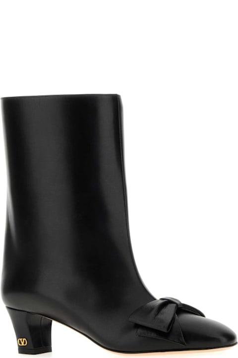 Homeware Valentino Garavani Black Leather Bowow Ankle Boots