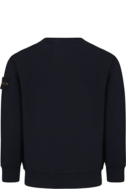 Homeware Stone Island Junior Blue Crewneck Sweatshirt With Logo Patch On The Sleeve In Cotton Boy