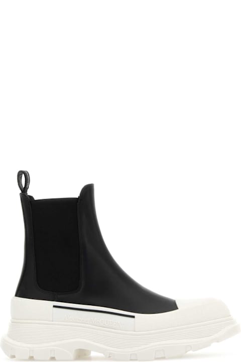 Alexander McQueen Boots for Women Alexander McQueen Black Nappa Leather Tread Slick Ankle Boots