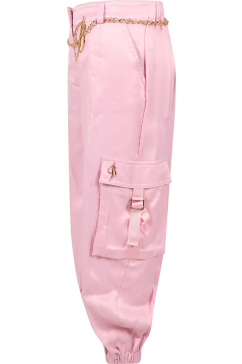 Pink Trousers For Gilr With Monogram