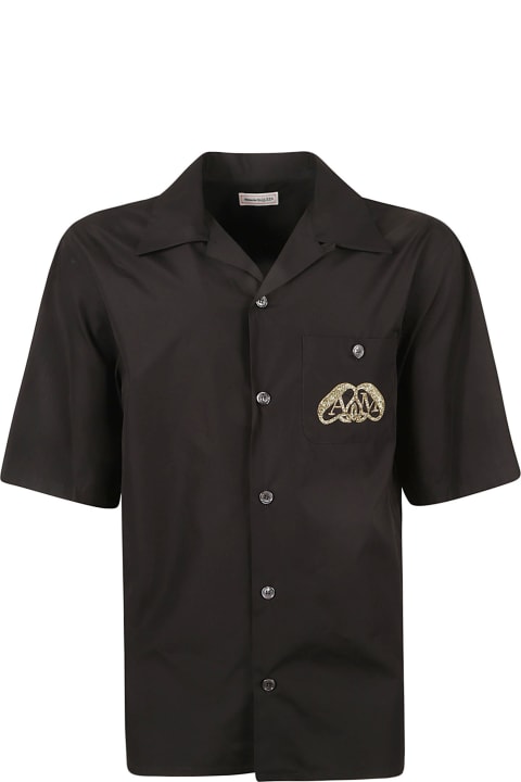 Shirts for Men Alexander McQueen Logo Embroidered Patched Pocket Shirt