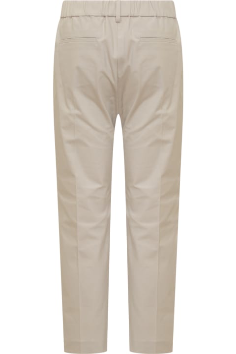 Brunello Cucinelli Clothing for Women Brunello Cucinelli Stretch Cotton Trousers With Elastic Waistband And Small Pleats On The Front