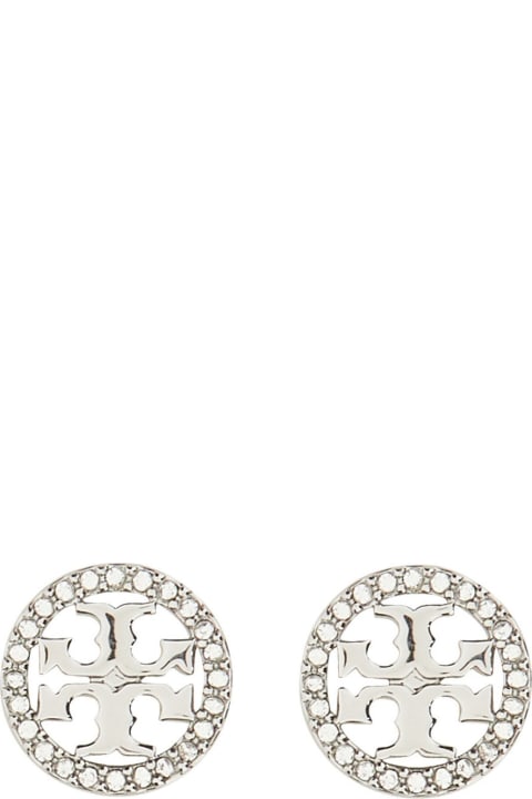 Jewelry for Women Tory Burch Circle-stud Crystal Logo Earrings