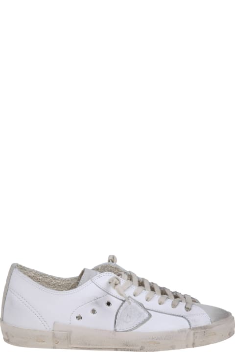 Philippe Model Sneakers for Men Philippe Model Prsx Low Sneakers In White Leather And Suede