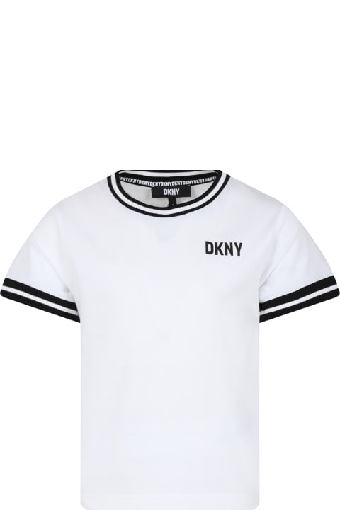 DKNY Kids DKNY White T-shirt For Girl With Logo