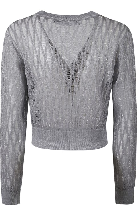Federica Tosi Sweaters for Women Federica Tosi See-through Diamond Pattern Cropped Cardigan