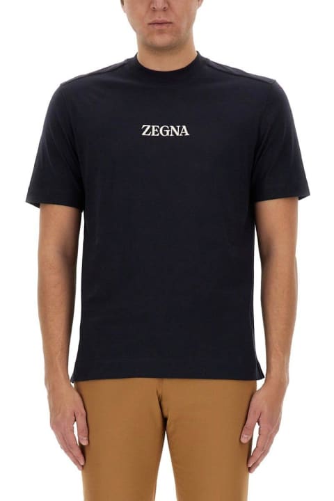 Topwear for Men Zegna Logo Detailed Crewneck T-shirt