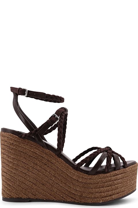 Jimmy Choo Nyra Leather And Raffia Sandals