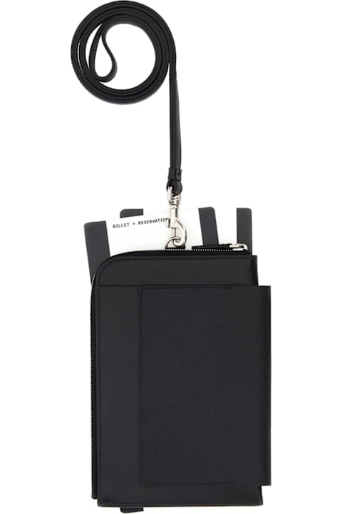 Balenciaga Kids Balenciaga Black Leather Phone Holed