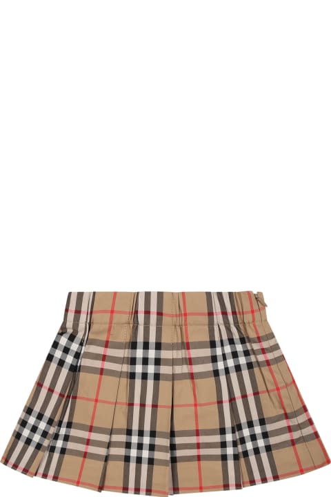 Burberry for Kids Burberry Beige Skirt For Baby Girl With Iconic All-over Vintage Check