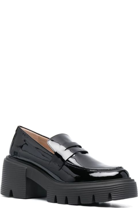 Stuart Weitzman High-Heeled Shoes for Women Stuart Weitzman 'soho' Black Loafers With Chunky Sole In Patent Leather Woman
