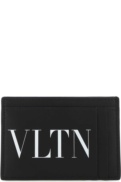 メンズ アクセサリー Valentino Garavani Black Leather Card Holder