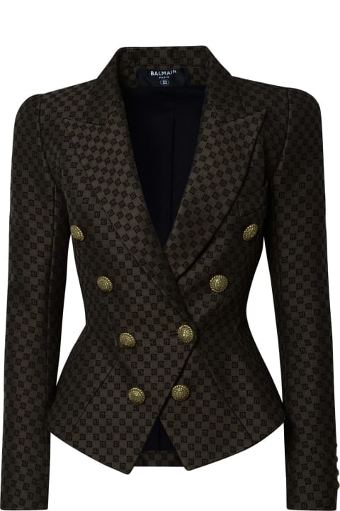 Balmain Coats & Jackets for Women Balmain Blazer In Brown Cotton Blend