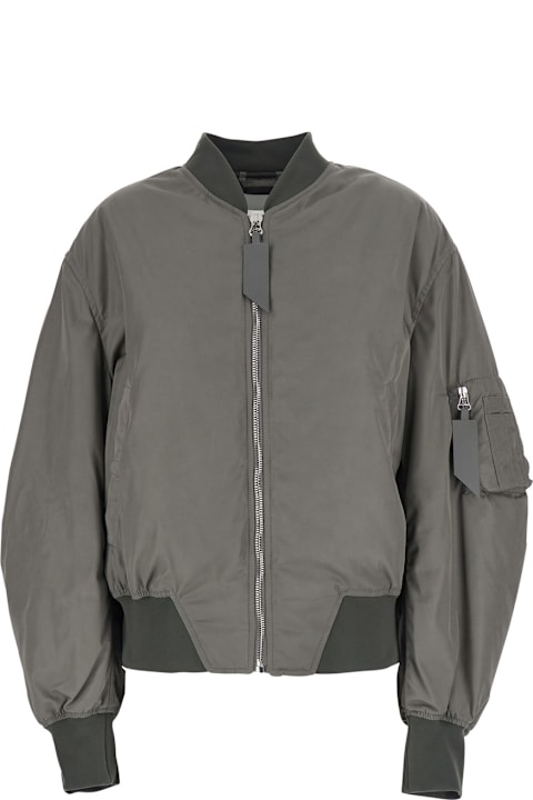 ブルゾン THE ATTICO The Attico Jackets Grey The Attico Grey Bomber Jacket With Front Zip Closure And One