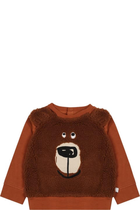 Topwear for Baby Girls Stella McCartney Kids Brown Sweatshirt For Baby Boy With Bear