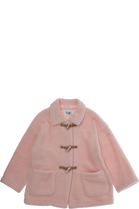 أدوات منزلية Il Gufo Pink Coat With Classic Collar And Logo Lettering Embroidery On The Sleeve In Tech Fabric Girl