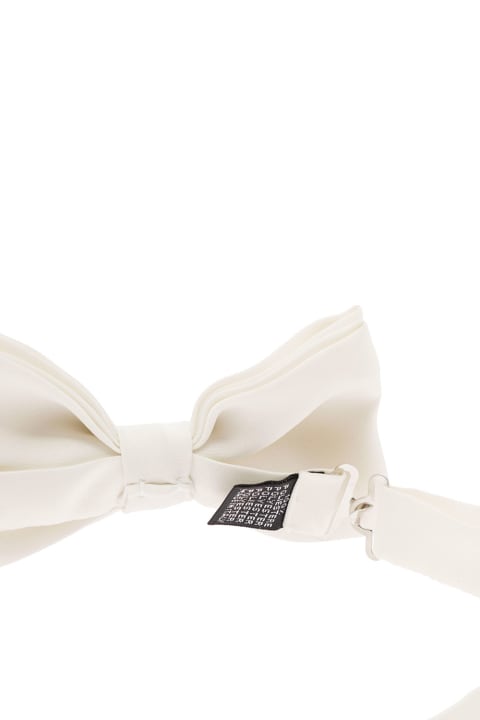 Homeware Tagliatore Ivory White Pre-tied Bow Tie With Hook Fastening In Satin Man