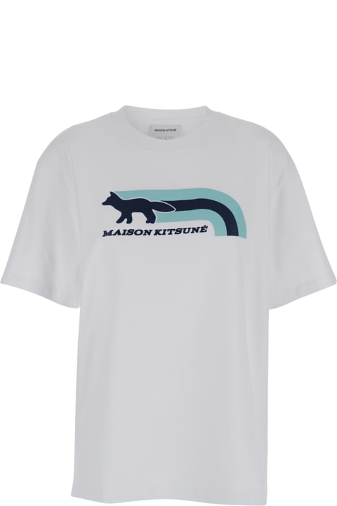Homeware Maison Kitsuné T-shirt Oversize Con Stampa Logo Floreale In Cotone Bianco Uomo