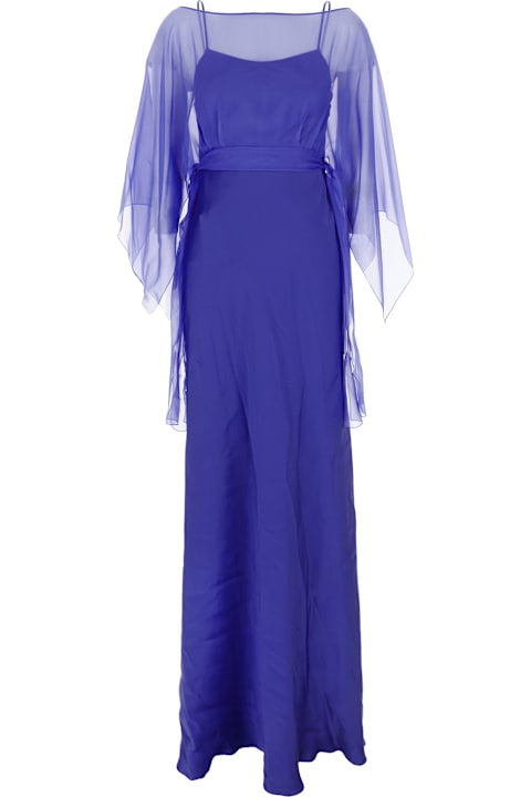 Alberta Ferretti for Women Alberta Ferretti Electric Blue Acetate Blend Long Dress