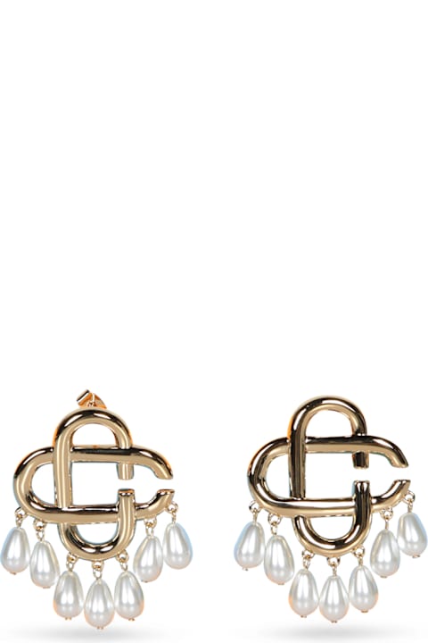 Casablanca Jewelry for Women Casablanca Pearl And Gold Logo Earrings