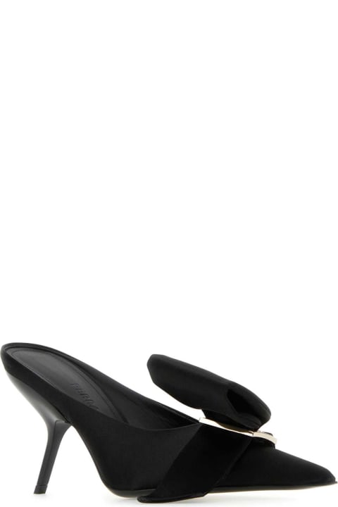 High-Heeled Shoes for Women Ferragamo Black Satin Emii 85 Mules
