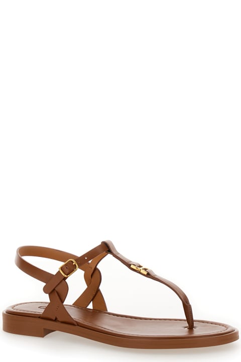 Chloé Sandals for Women Chloé 'marcie' Brown Flat Thongs Sandals In Leather Woman