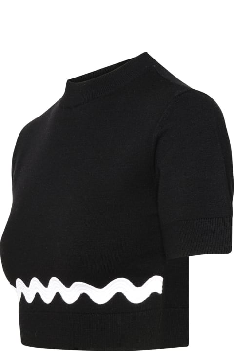 Patou Sweaters for Women Patou Black Merino Wool Blend Sweater