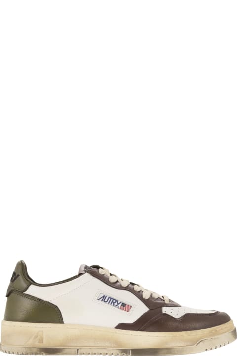 Homeware Autry Autry Medalist Low Super Vintage Sneakers In White/military/brown Leather
