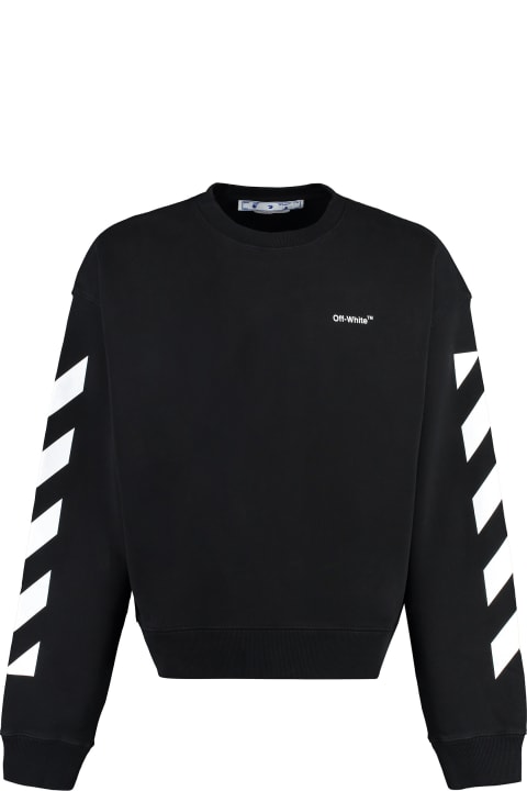 Sale for Men Off-White Cotton Crew-neck Sweatshirt